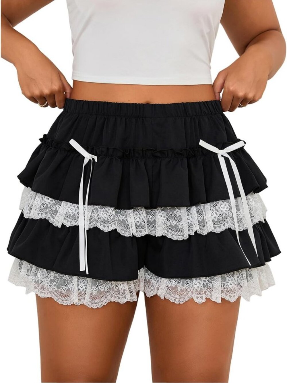Plus Size Lace Ruffle Bloomers Shorts for Women - Trendy Summer Fashion